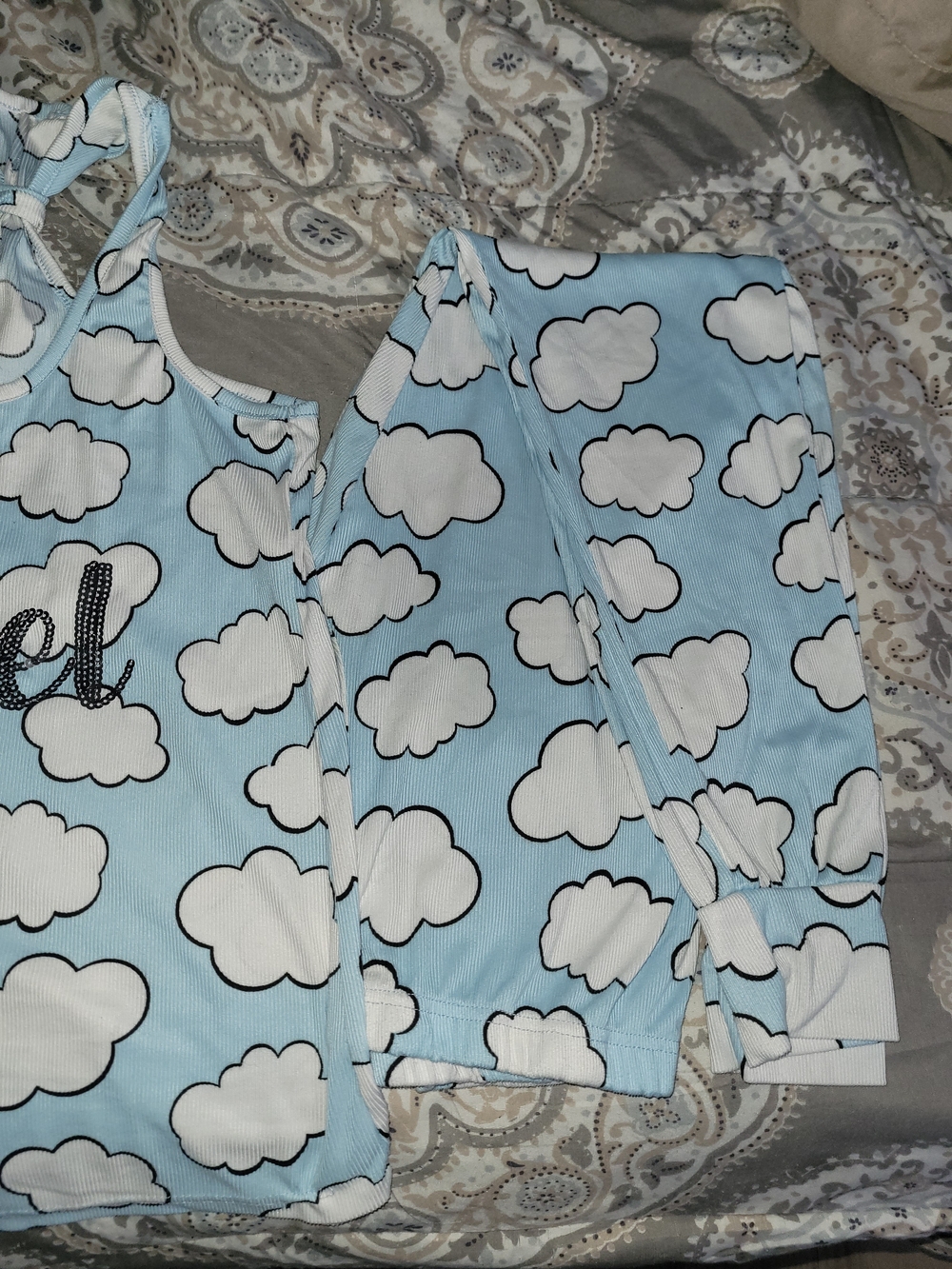 Women’s Cloud-Print Blue Sleep Tank and Shorts Set - Picture 3 of 5